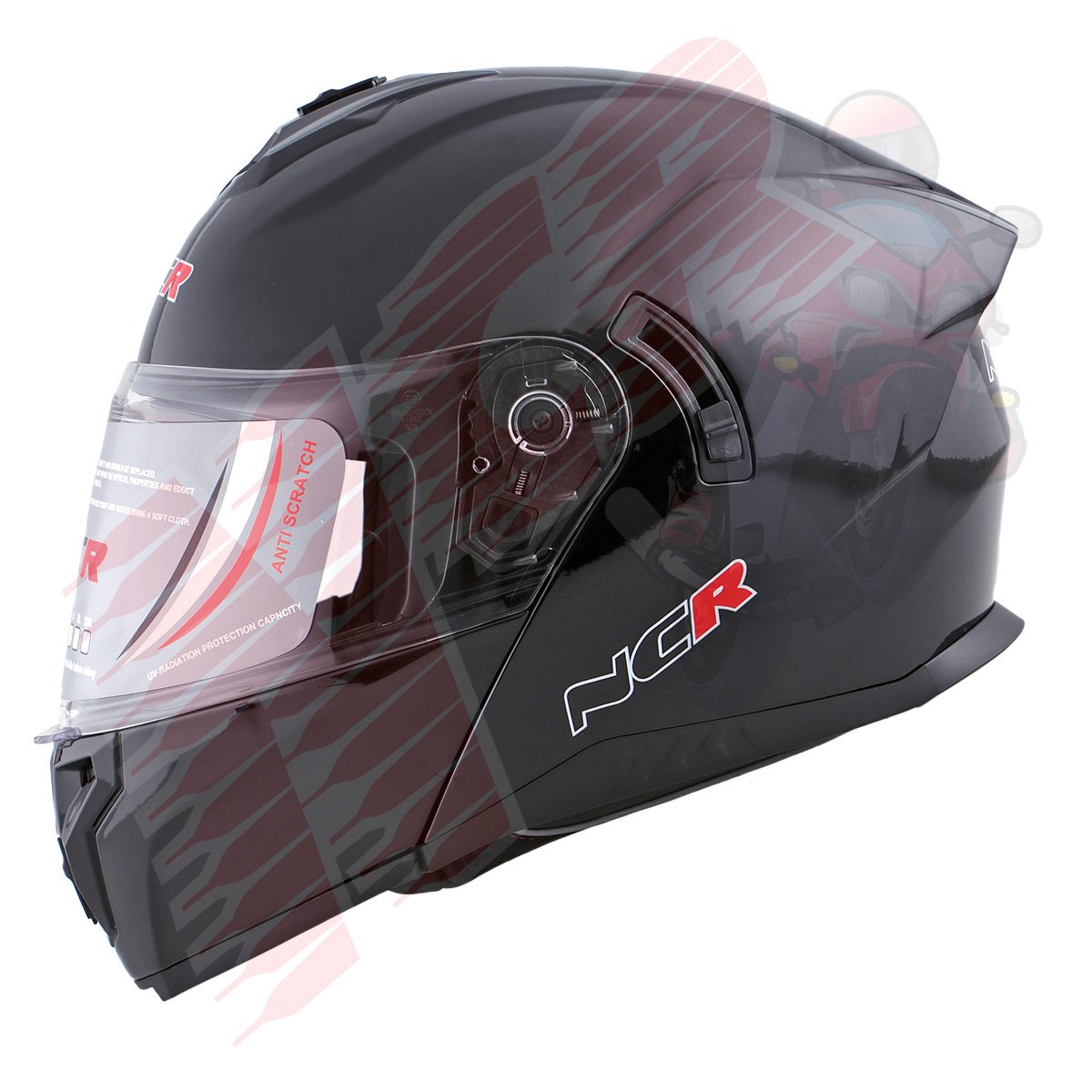 KASK ÇENE AÇILIR VİZÖRLÜ 166 ECE BELGELİ-PARLAK SİYAH