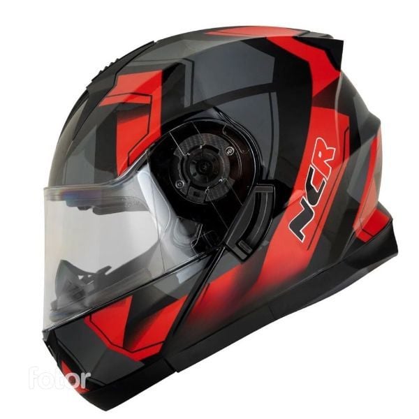 KASK ÇENE AÇILIR VİSORLÜ 162  ECE BELGELİ-PARLAK KIRMIZI GRAFİK