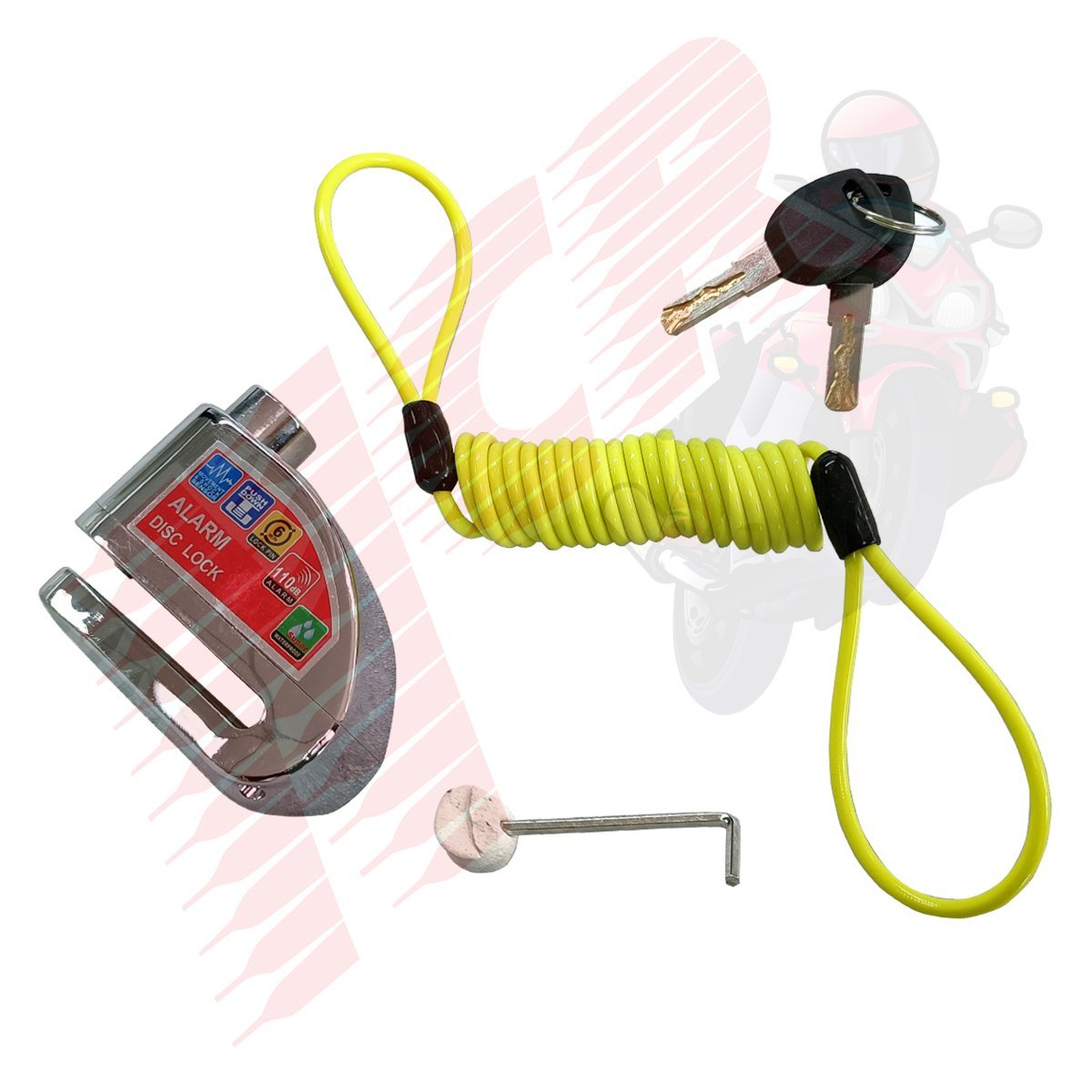 DİSK KİLİT-DÜZ ANAHTARLI-ALARMLI(KROM) İP DAHİL 120 CM