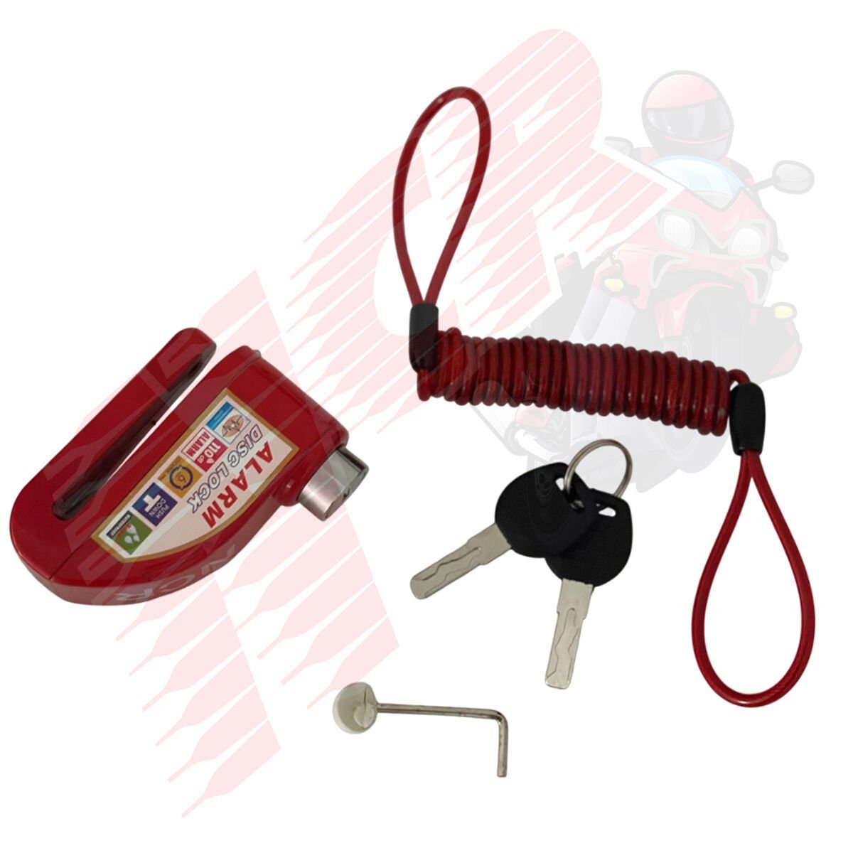 DİSK KİLİT - DÜZ ANAHTARLI - ALARMLI - [İP DAHİL 150CM]