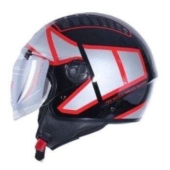 KASK ÇENESİZ 230 ECE BELGELİ- SİYAH KIRMIZI GRAFİK