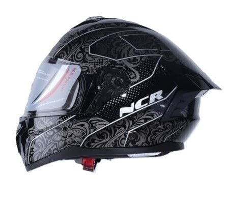 KASK KAPALI M70 ECE SERTİFİKALI- PARLAK SİYAH BEYAZ GRAFİK