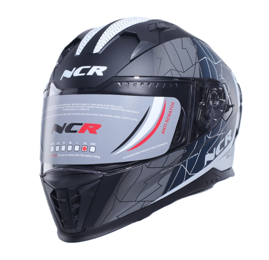 KASK KAPALI VİZÖRLÜ M69 ECE BELGELİ - BEYAZ GRİ FORCE GRAFİK