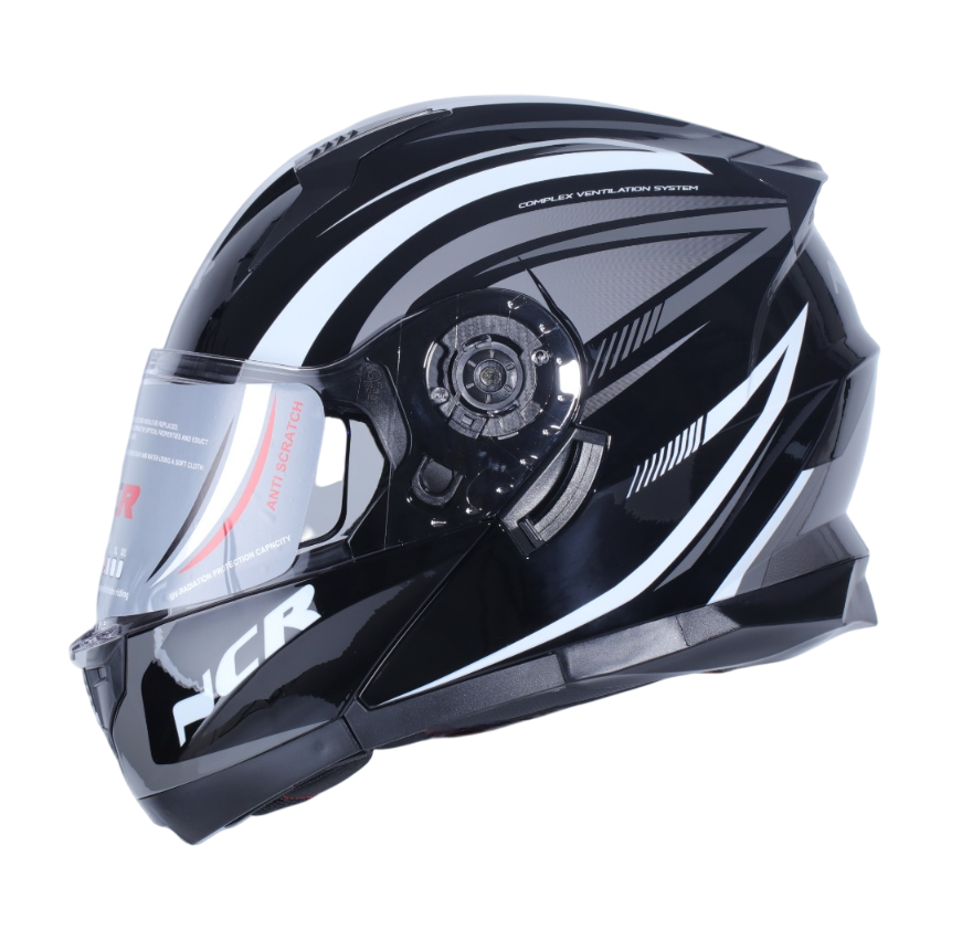 KASK ÇENE AÇILIR VİSORLÜ 162  ECE BELGELİ- BEYAZ GRİ GRAFİK