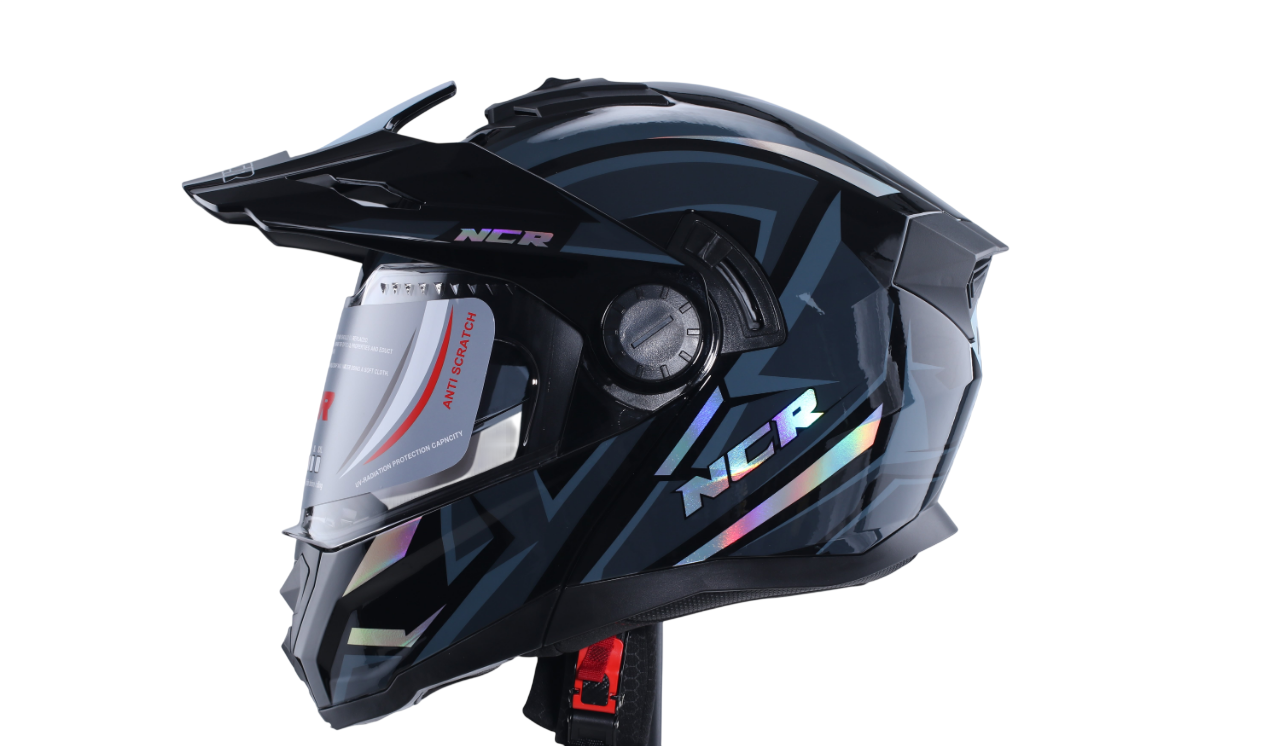 KASK ÇENE AÇILIR VİZÖRLÜ 165 ECE BELGELİ - MAVİ-GRİ GRAFİK