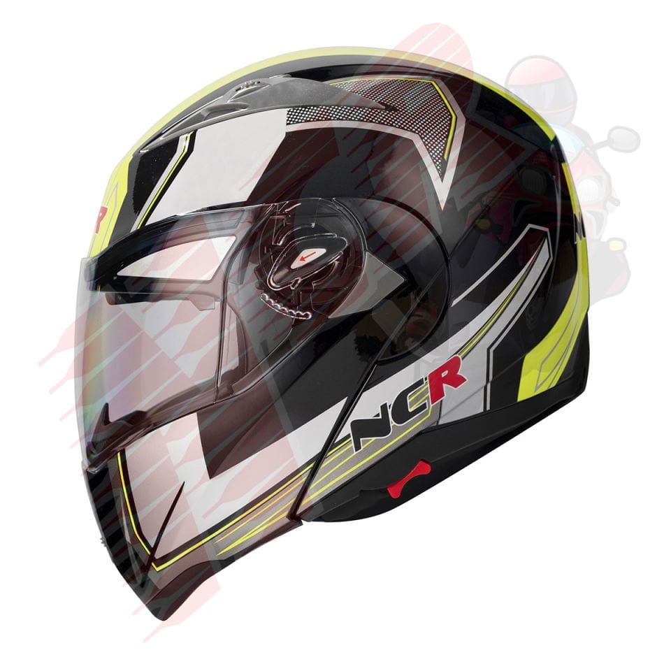 KASK NCR-158 ÇENE AÇILIR GÖZLÜKLÜ E-CE BELGELİ-SARI GRAFİK