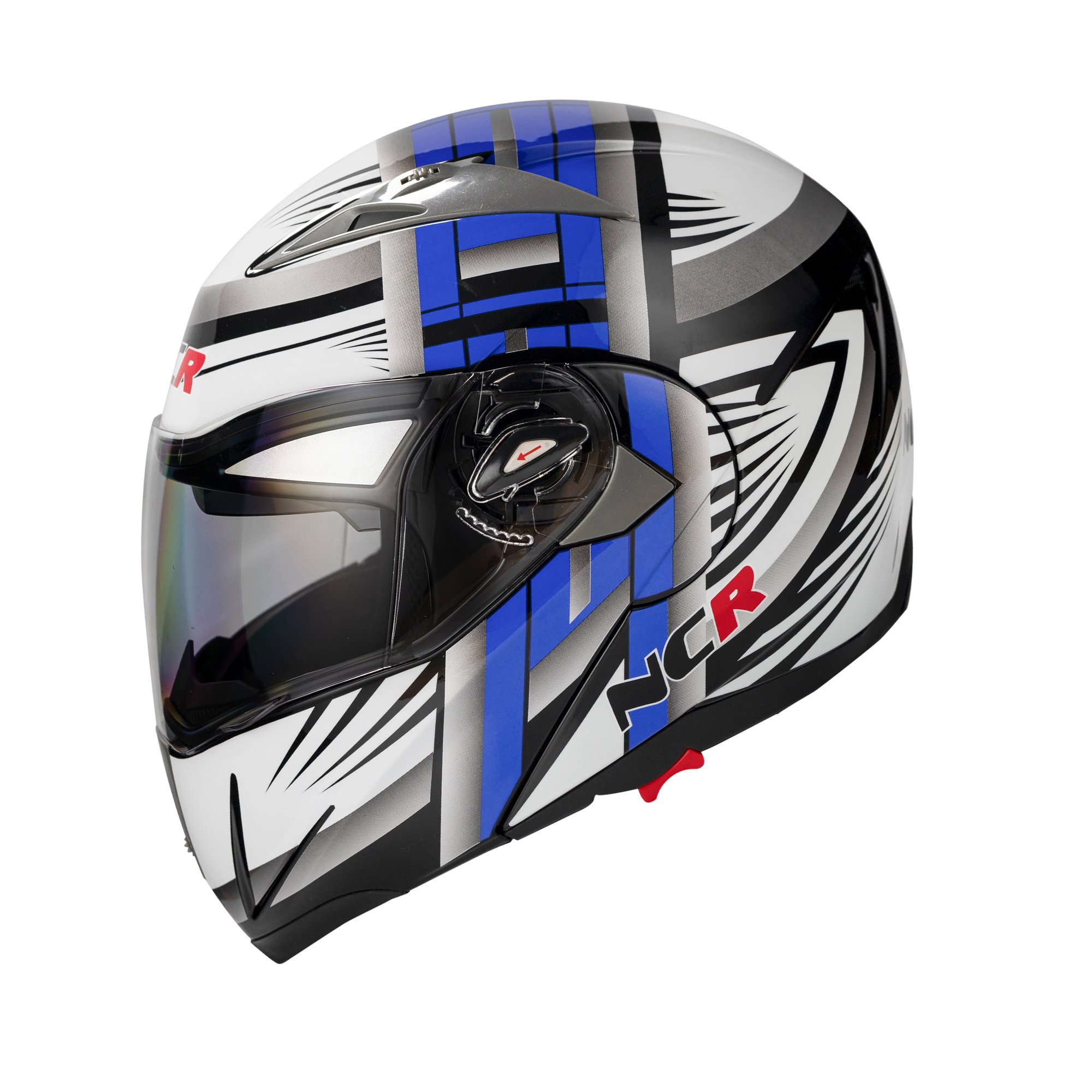 KASK NCR-158 ÇENE AÇILIR GÖZLÜKLÜ E-CE BELGELİ-MAVİ GRAFİK