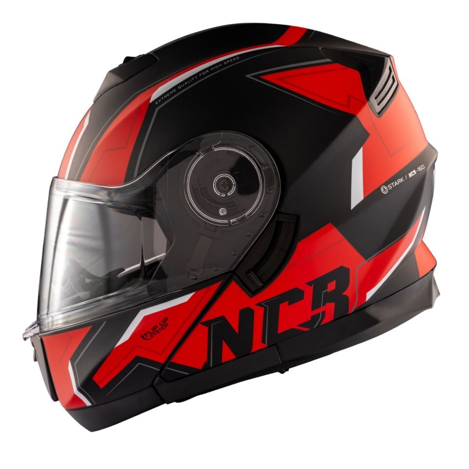 KASK ÇENE AÇILIR VİSÖRLÜ 160 ECE BELGELİ-KIRMIZI GRAFİK