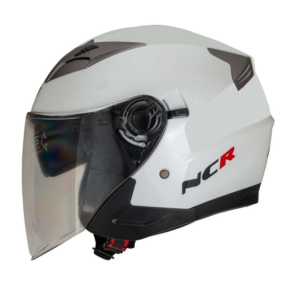 KASK ÇENESİZ VİZÖRLÜ 708 ECE BELGELİ-PARLAK BEYAZ