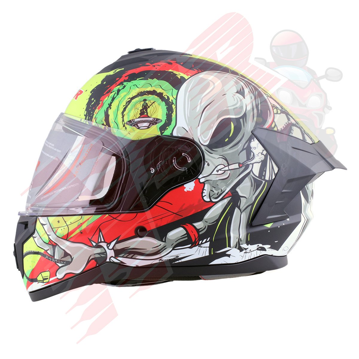 KASK KAPALI M70 ECE SERTİFİKALI- UZAYLI SARI KIRMIZI